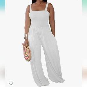 White Sleeveless Wide Leg Jumpsuit